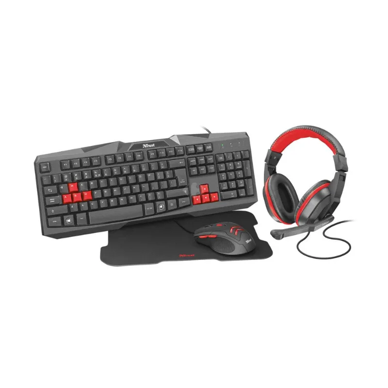 Combo gamer Auriculares + Mouse + Teclado + Pad Trust Ziva