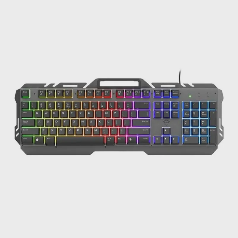 Teclado USB gamer esca illuminated rainbow gxt 853 trust preto 23796