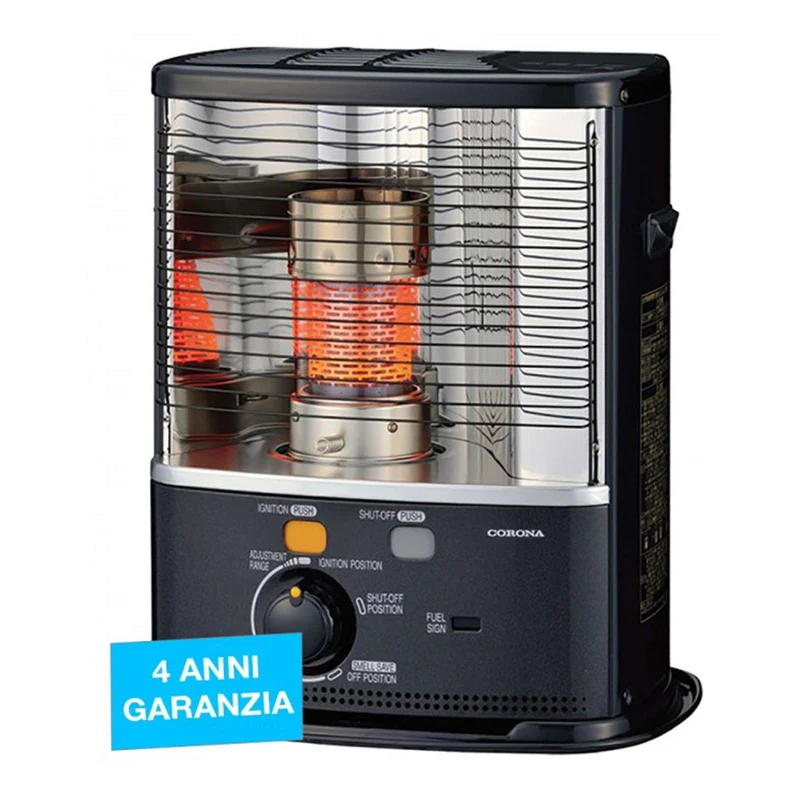 Stufa a stoppino con combustibile liquido da 2,4 Kw senza canna fumaria