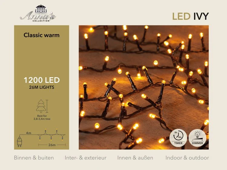 Anna's Collection Ivy clusterverlichting classic warm 1200LED's 26m Losstaand