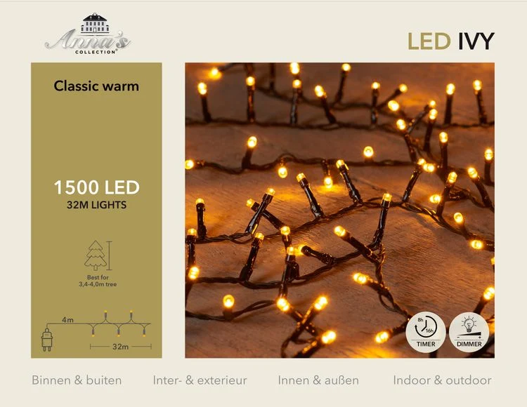 Anna's Collection Ivy clusterverlichting classic warm 1500LED's 32m Losstaand