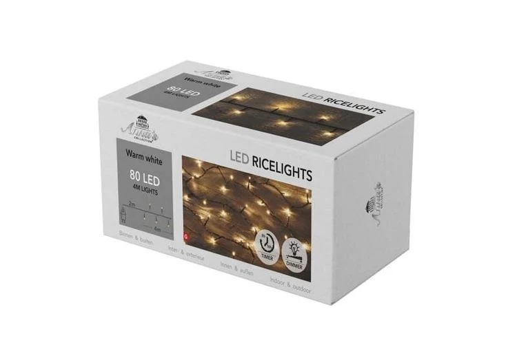 Anna's Collection Ricelight LED 80 lampjes Warm Wit - 4 meter Losstaand