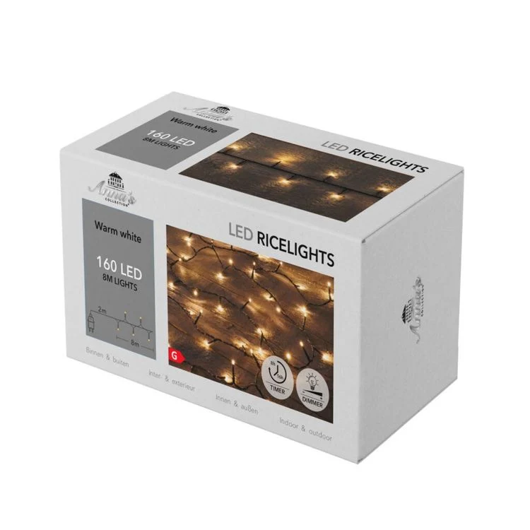 Anna’s Collection Ricelight Verlichting Warm Wit 160 LED - 8 meter Losstaand