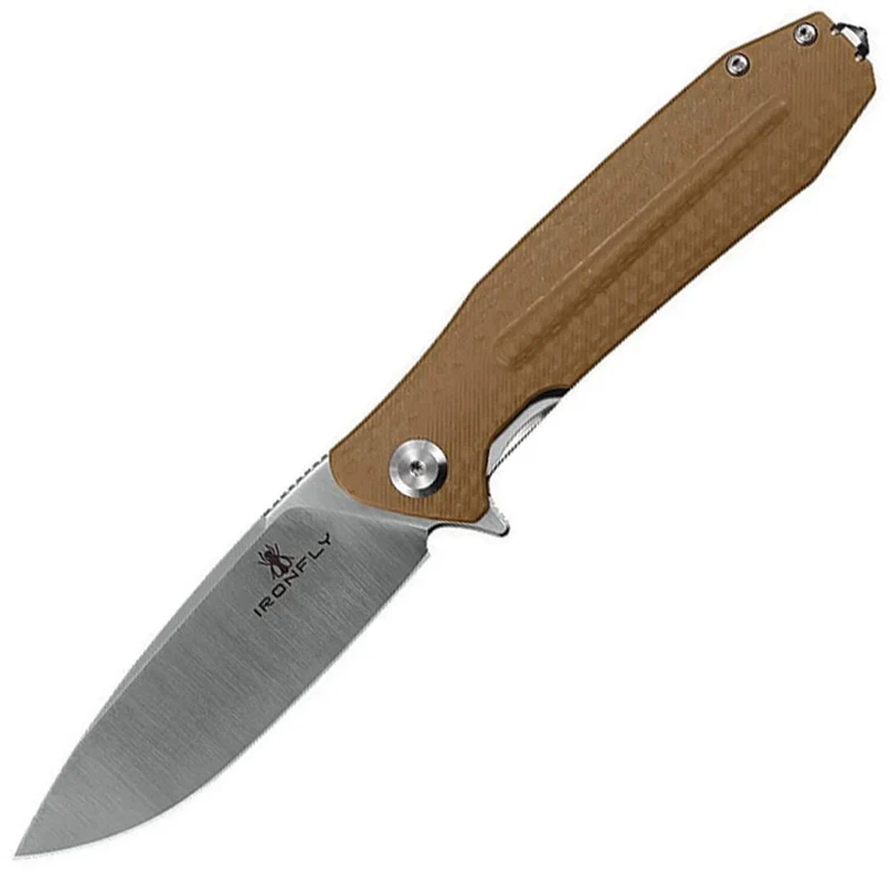 Couteau pliant Ironfly Zesty acier VG-10 lame drop point 92 mm manche G10 Marron