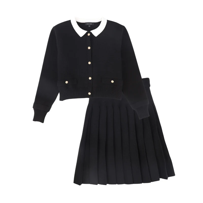 BAMBOO BLACK KNIT BUTTON BLAZER SET [FINAL SALE] 7 / 20
