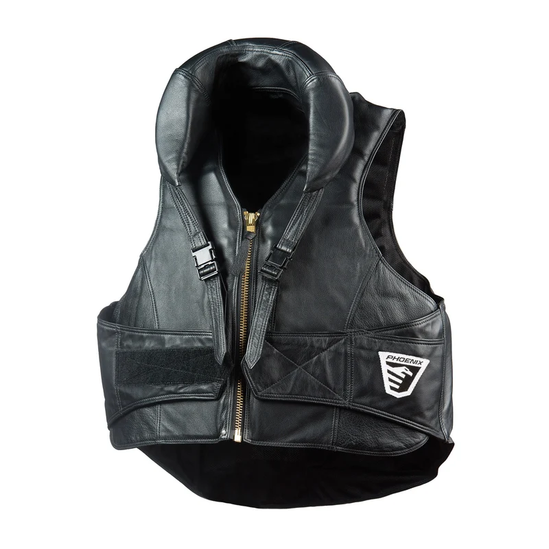 Phoenix Finalist Leather Protective Rodeo Vest Black / Small