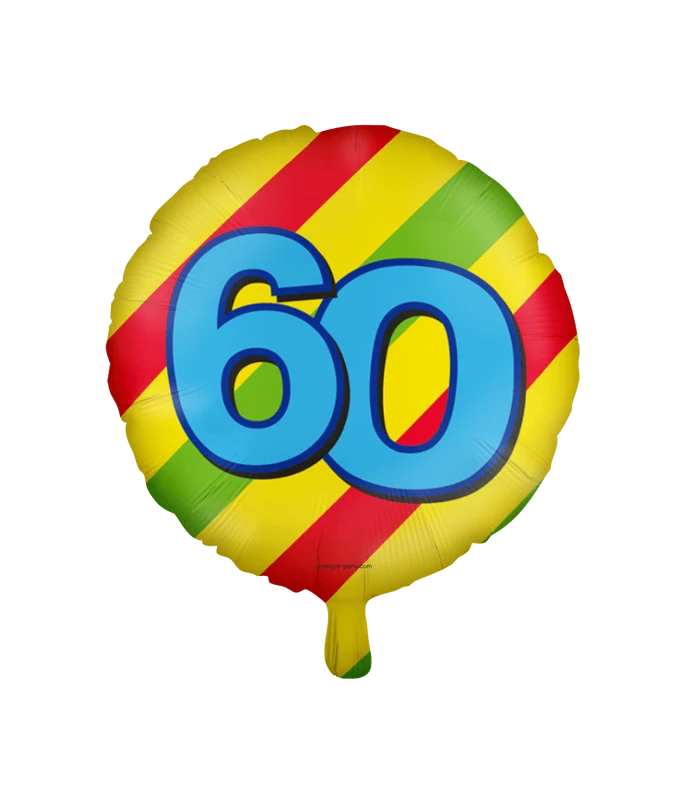 Heliumballon 60 Jahre Bunt Leer 46cm