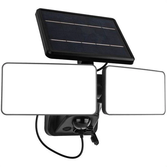 Brendz solar buitenlamp Skye LED breedstraler met sensor zwart Losstaand