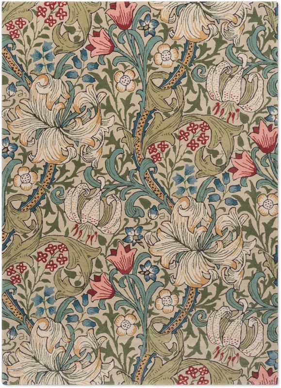 Brink and Campman Golden Lily Green/Red Area Rug by Morris Co 5' 7'' X 7' 10'' Rectangle