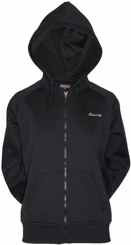 ess. fleece f/z hooded ladies L / Zwart