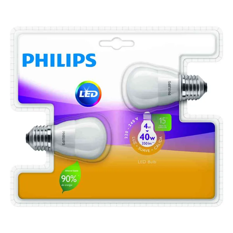 Pack Led Cálida Philips 4-40 W 2 U