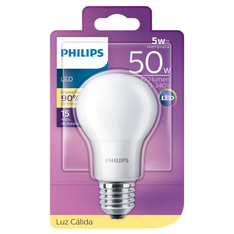Philips Ledbulb 5-50w E27 Calida En Blister
