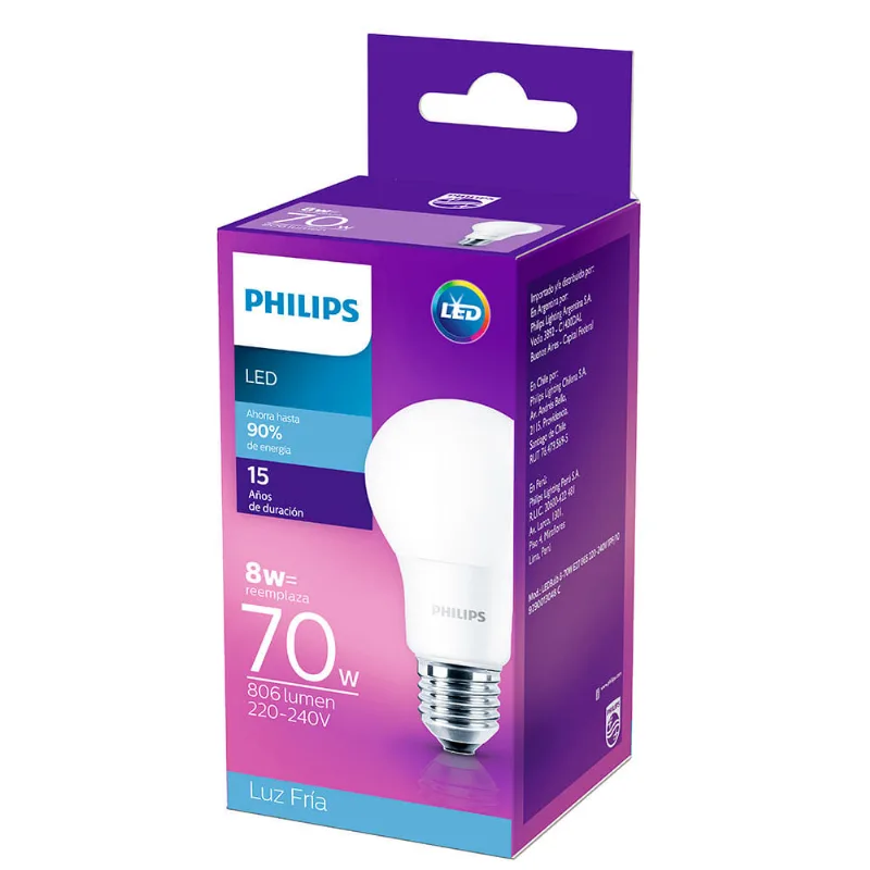 Philips Ledbulb 8-70w E27 Fria En Caja