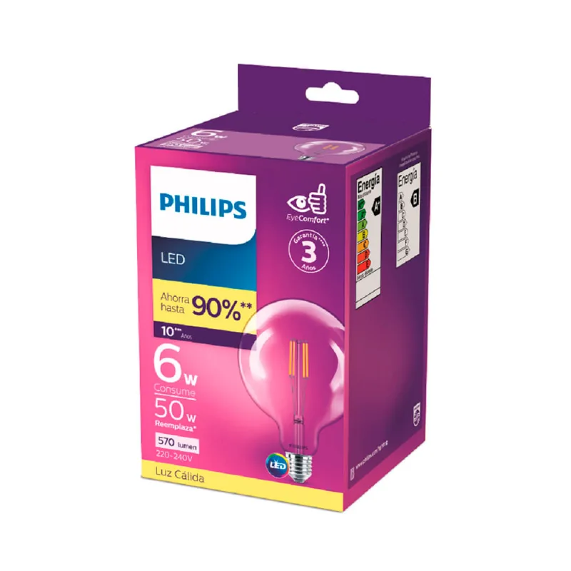 Lampara Led Filament Bulbo Philips G120 Cal