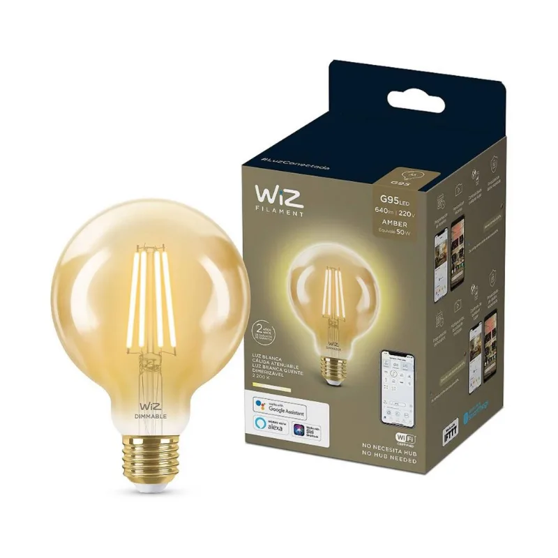 Lamparita Led Wiz Wifi Amb 9W 220V E27 G95 blanco cálido
