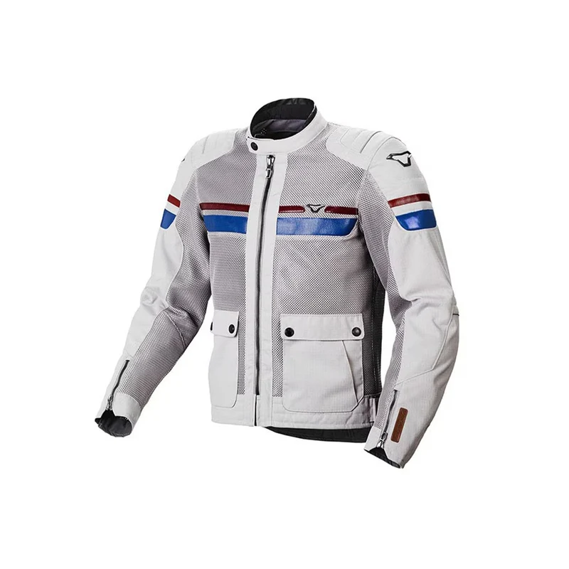 Macna Fluent NightEye casacos textil Man Light grey/blue/red 3XL / Light grey/blue/red