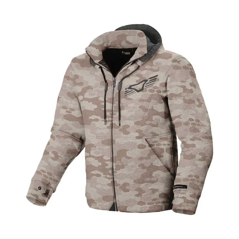 MACNA DISTRICT Hombre Moto Textil Urbano Capucha Chaqueta L / Camuflaje Verde Gris