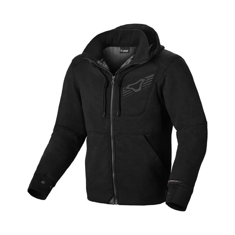 MACNA DISTRICT Hombre Moto Textil Capucha Chaqueta Negra M / Negro
