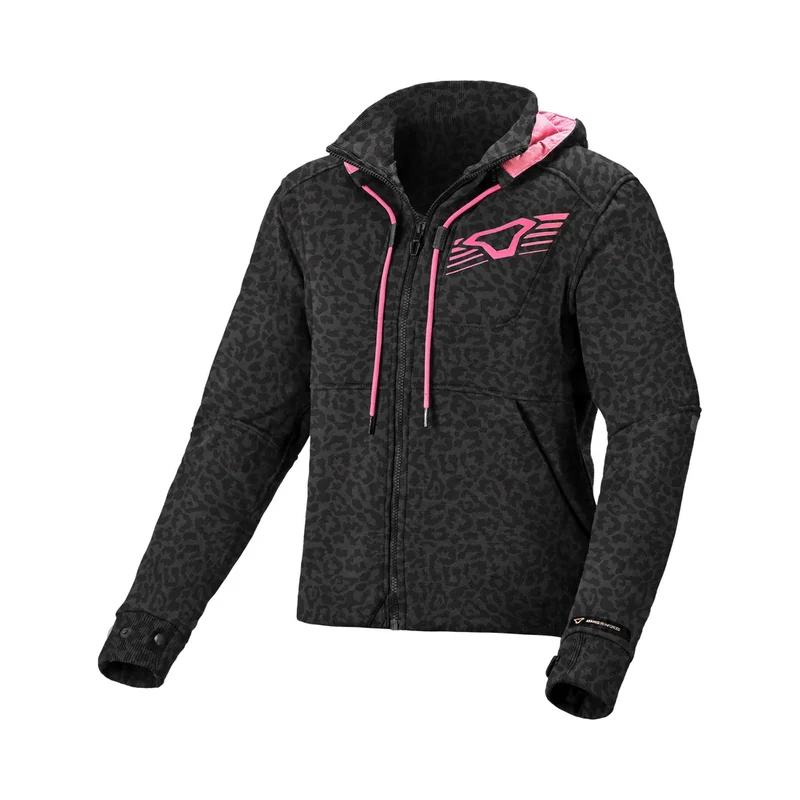 MACNA DISTRICT Mujer Textil Moto Capucha Chaqueta XS / Leopardo Negro Gris