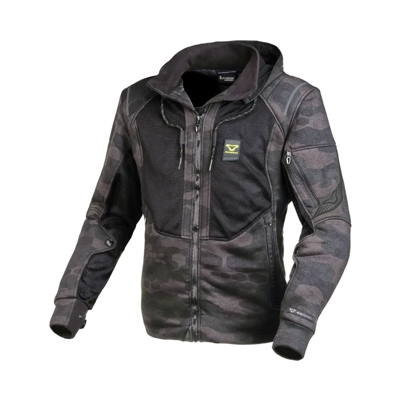 MACNA BREEZE Sudadera Capucha Moto Cremallera Hombre M / Camuflaje Negro Gris
