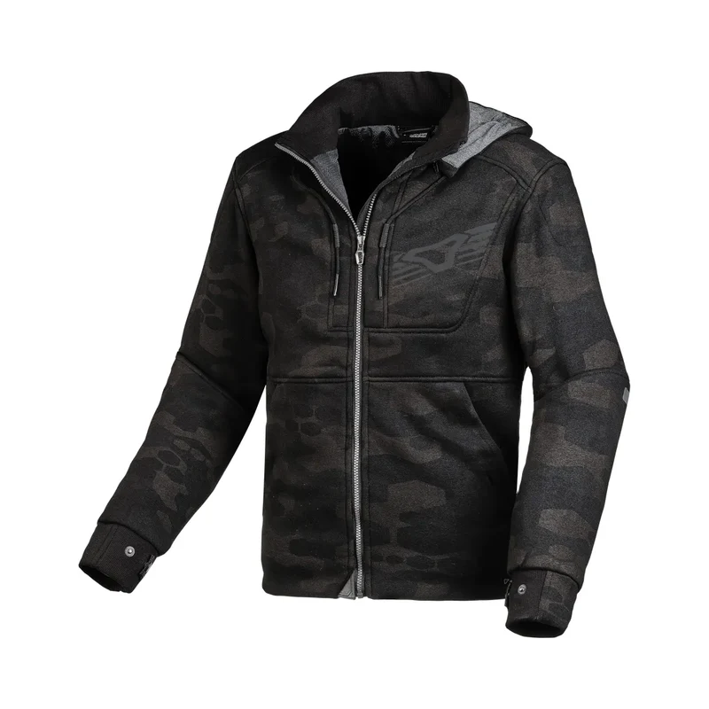 MACNA DISTRICT Hombre Moto Turismo Textil Capucha Chaqueta 4XL / Camuflaje Negro Gris