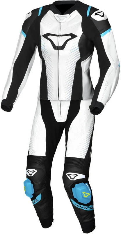 MACNA TRONNIQ 2 PC Moto Senhora Perforado Couro Fatos Branco Preto Azul 46 / BLANCO NEGRO AZUL