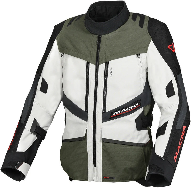 Macna Domane hombre Chaqueta ligera moto gris claro verde Preto 3XL / gris claro verde negro