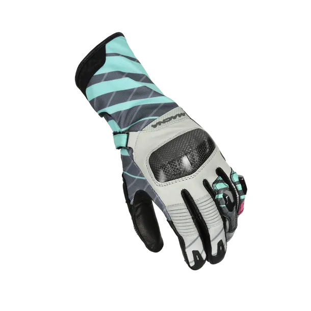 MACNA KROWN MULHER MOTOCICLETA COURO LUVAS VERDE MENTA CINZA M