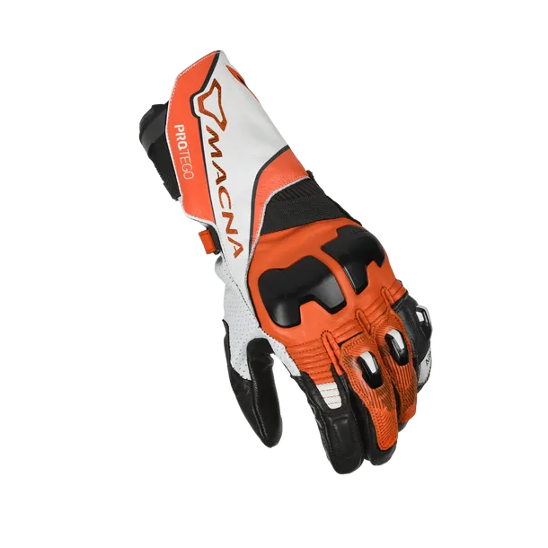 MACNA PROTEGO HOMEM MOTOCICLETA COURO LUVAS BRANCAS LARANJA PRETAS M