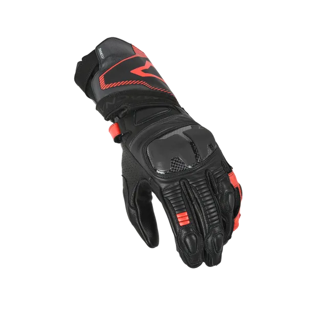 MACNA THUNDER MOTOCICLETA COURO LUVAS PRETAS VERMELHAS M