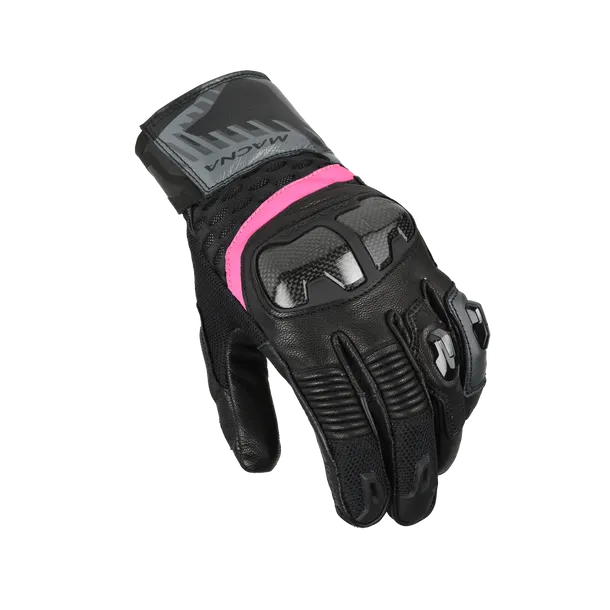 MACNA CHIZA SENHORA MOTOCICLETA COURO LUVAS PRETO CINZENTO ROSA XS