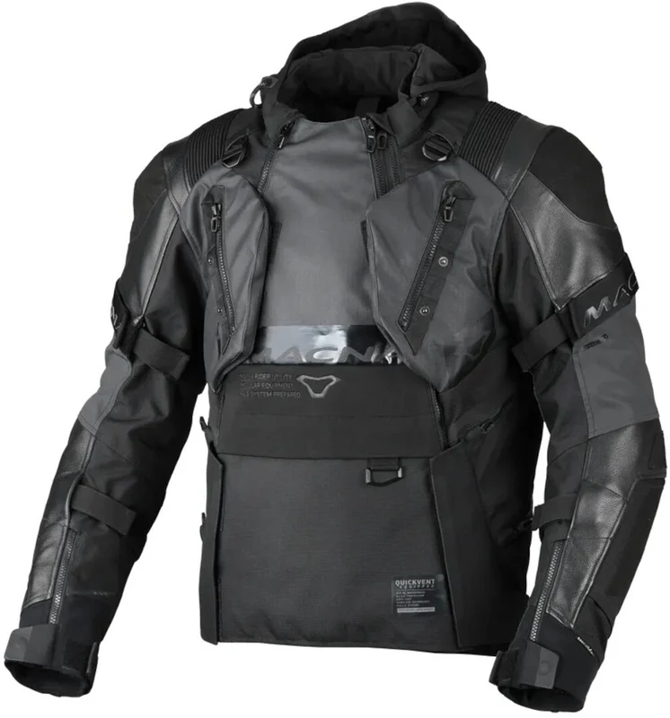 Macna Tryton Chaqueta cuero impermeable moto negra M / negra