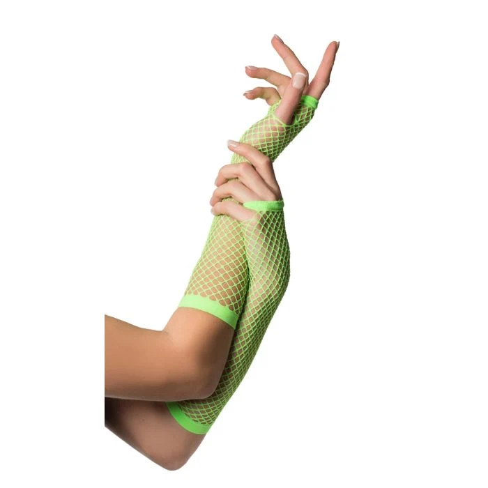 Fischnetz Handschuhe Neon Grün Lang Fingerlos