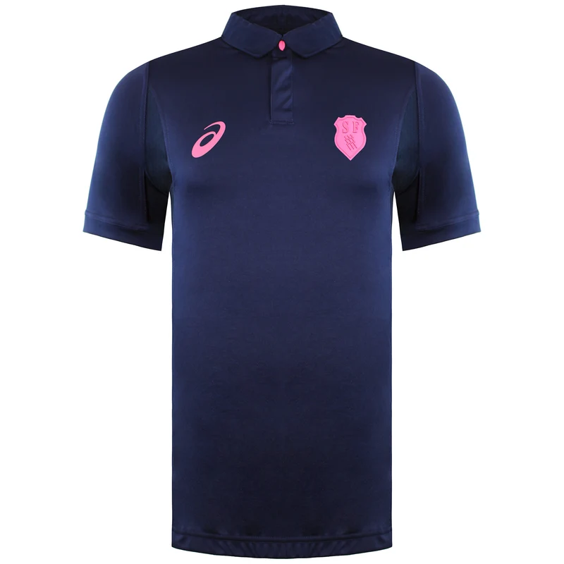 Asics Stade Francais Paris Short Sleeve Mens Navy Rugby Shirt 4XL