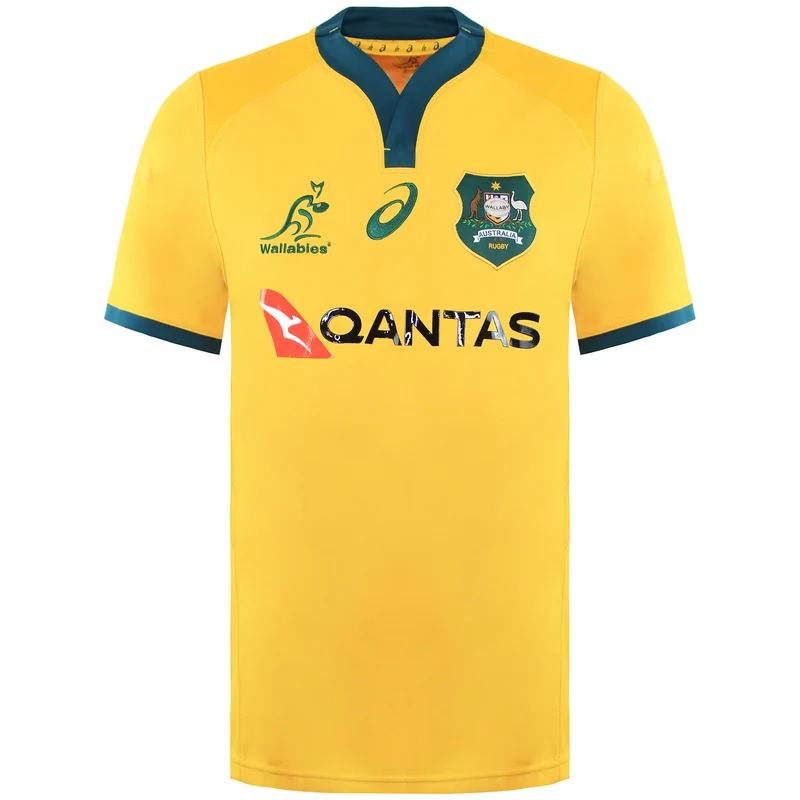 Asics Wallabies Home Game Day Mens Yellow Rugby Jersey XL