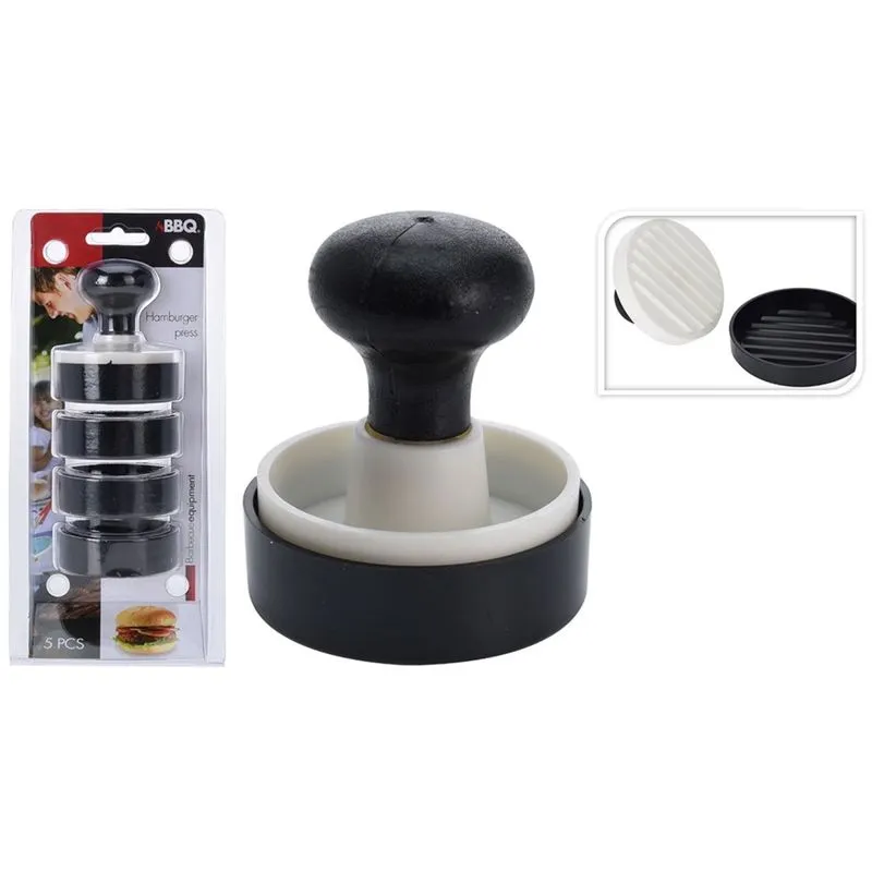 Conjunto de 5 Peças para Hambúrguer em Poliestireno - Branco / Preto