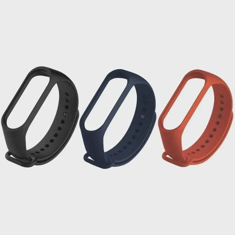 Pulseiras Mi Band 3 e 4 Preto/Azul Marinho/Vermelho Kit Com 3