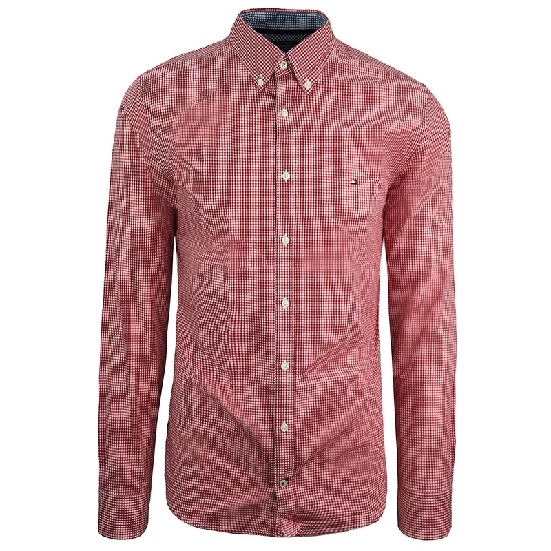 Tommy Hilfiger Oxford Checkered Classic Long Sleeve Red Men Shirt MW0MW06070 905 S