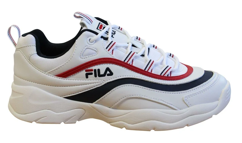 Fila Ray Low Mens Trainers White Navy Red Lace Up Casual Shoes 1010561 150 6