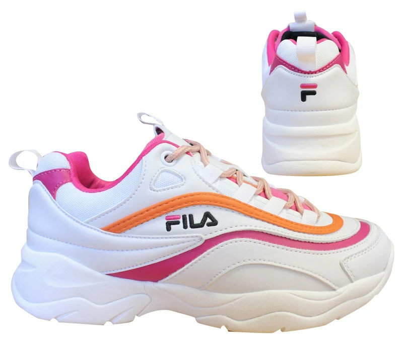 Fila Ray Cb Low White Pink Lace Up Casual Sports Womens Trainers 1010764 91H B0C 5