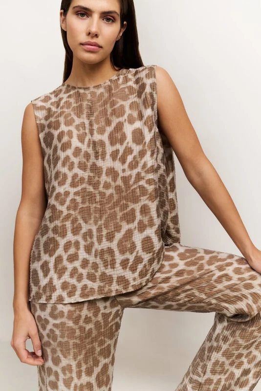 Blusentop - Leoprint 34 / Braun / Blusen