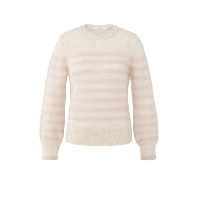 Gestreifter Pullover - Wollmix S / Rosa / Pullover & Strick