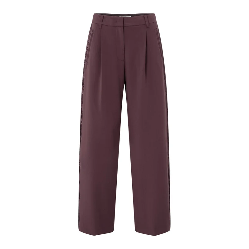 Hose - Satinstreifen 42 / Bordeaux / Hosen
