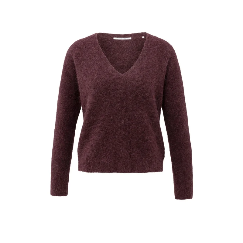 Pullover - V-Ausschnitt S / Bordeaux / Pullover & Strick