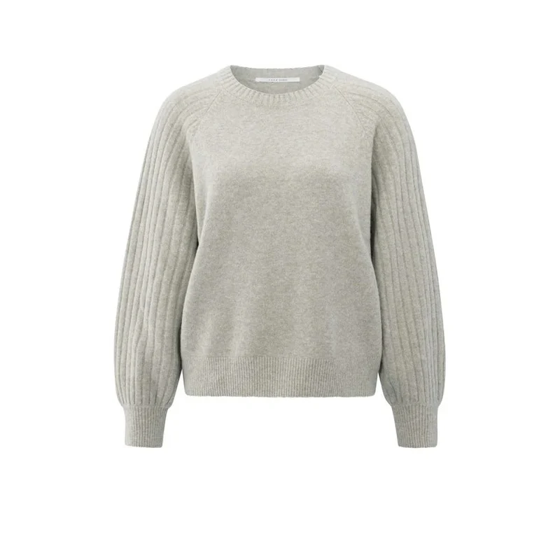 Pullover - gerippte Ärmel M / Grau