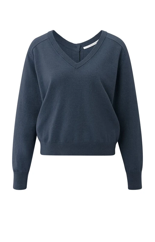 Pullover - V-Ausschnitt S / Blau / Pullover & Strick
