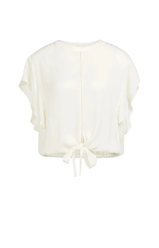 Bluse - Knotendetail 38 / Wollweiß / Blusen
