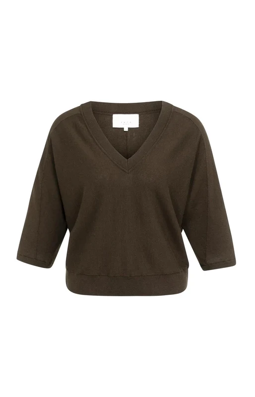 Pullover - V-Ausschnitt XXS / Braun / Pullover & Strick