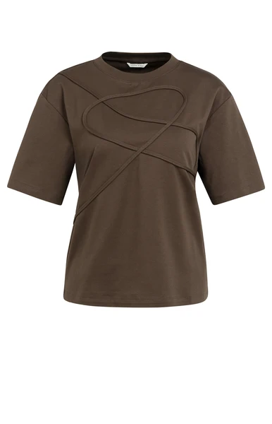 Shirt - Ziernaht L / Braun / Shirts & Tops