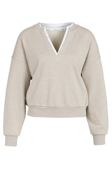 Sweatshirt - Webkragen M / Beige / Pullover & Strick